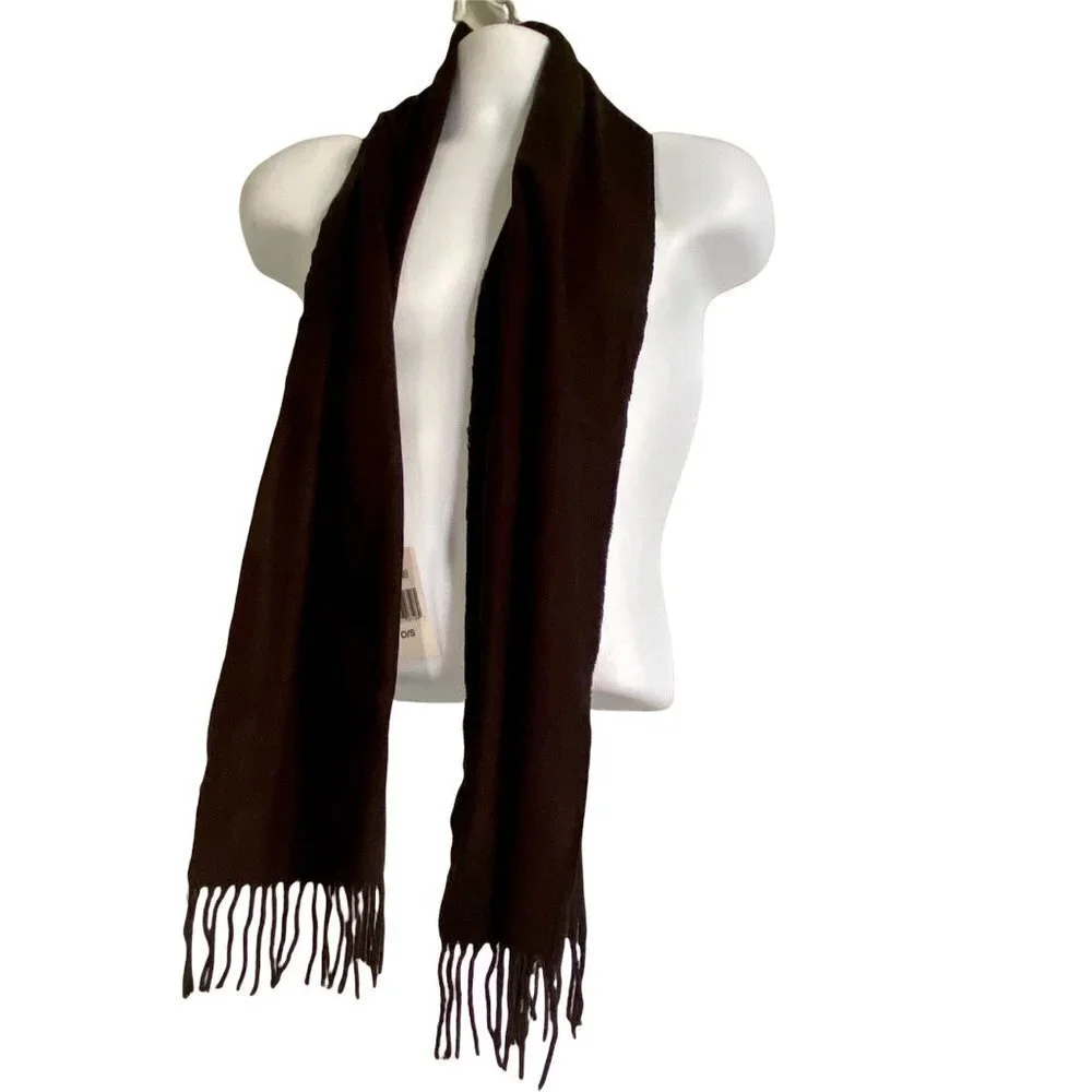 John Ashford Mens Acrylic Fringe Black Scarf New